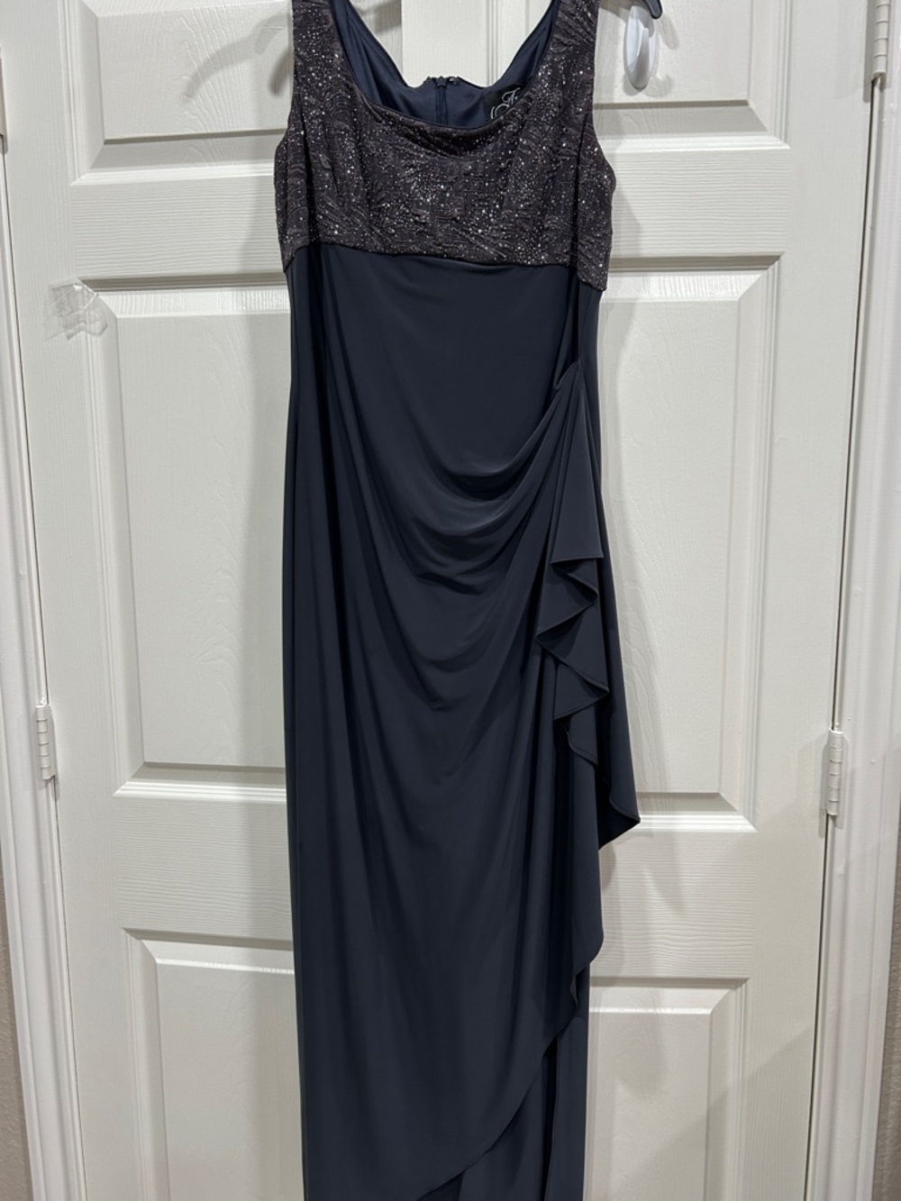 Alex Evenings Charcoal Gown with Sparkle Bolero Style Jacket